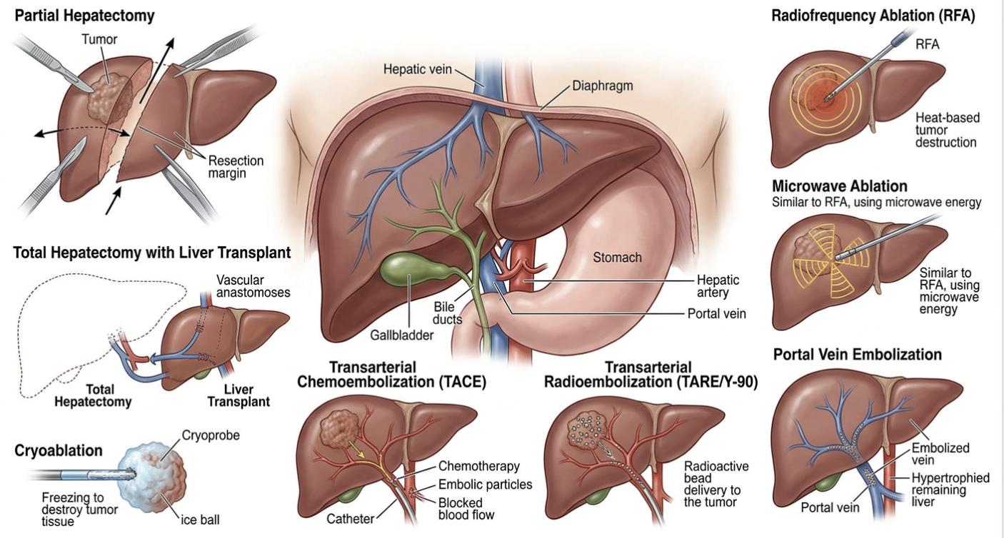Illustrated surgical procedures for Liver cancer