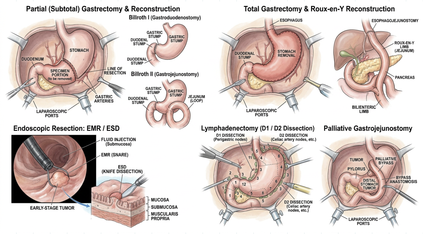 Illustrated surgical procedures for Stomach cancer