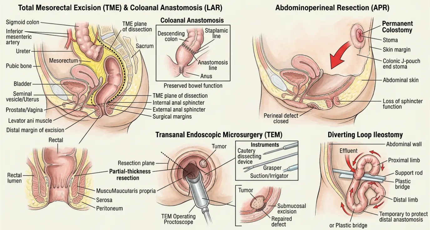 Illustrated surgical procedures for Rectum cancer