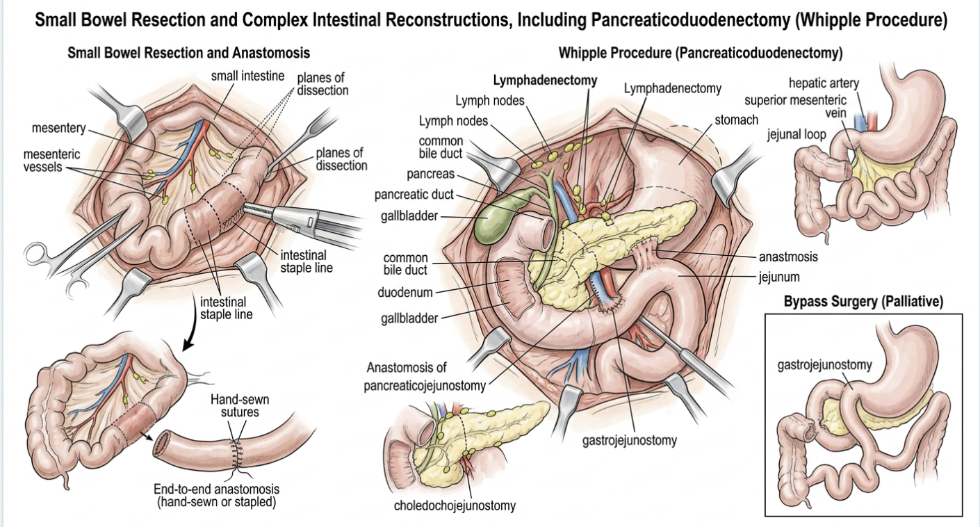 Illustrated surgical procedures for Small Intestine cancer