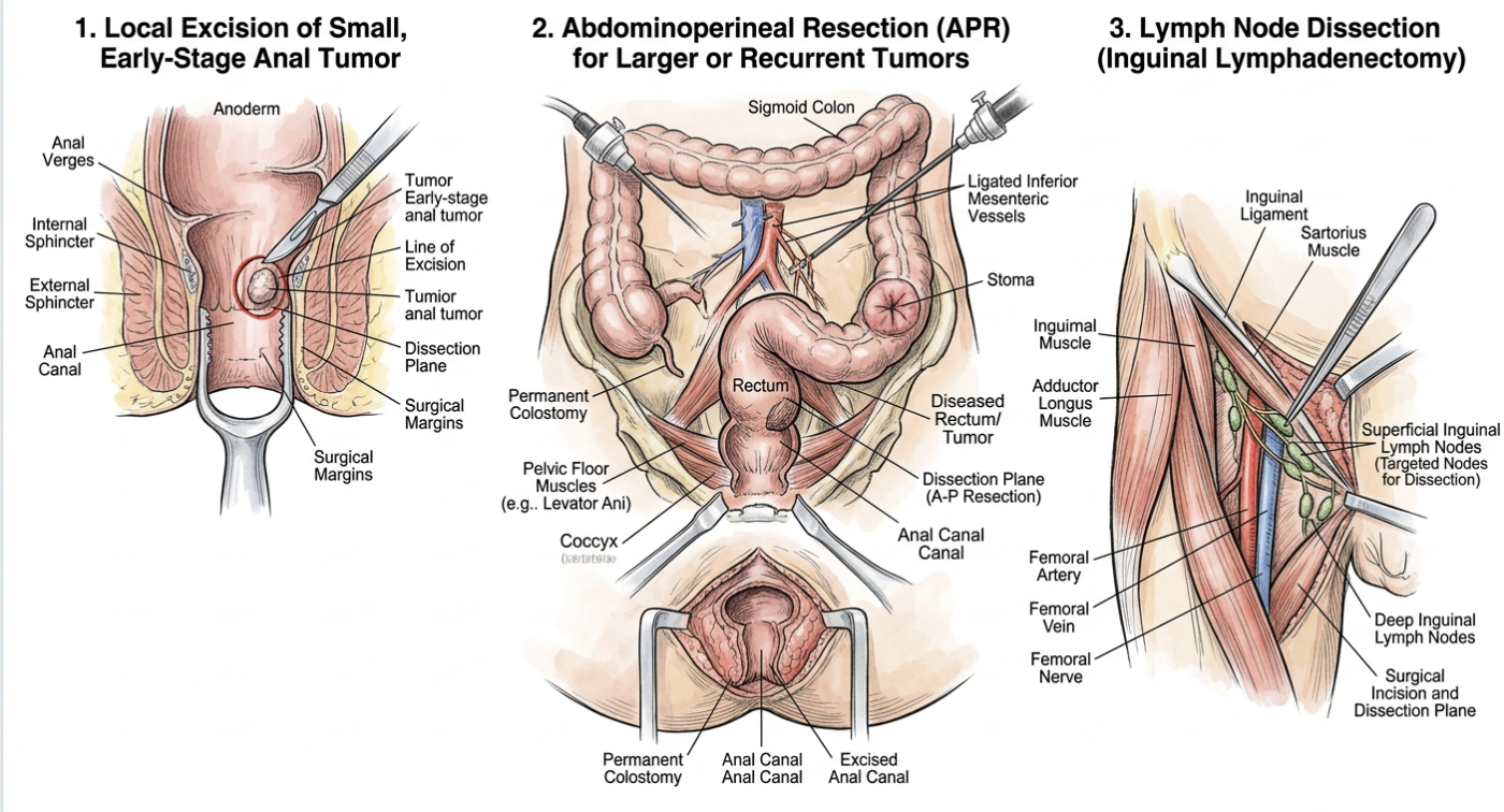 Illustrated surgical procedures for Anus cancer